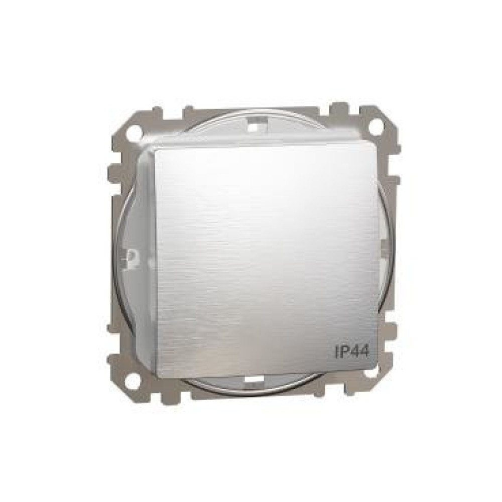 Выключатель одноклавишный проходной водонепроницаемый IP44 Schneider Electric Sedna Design Матовый алюминий SDD270106